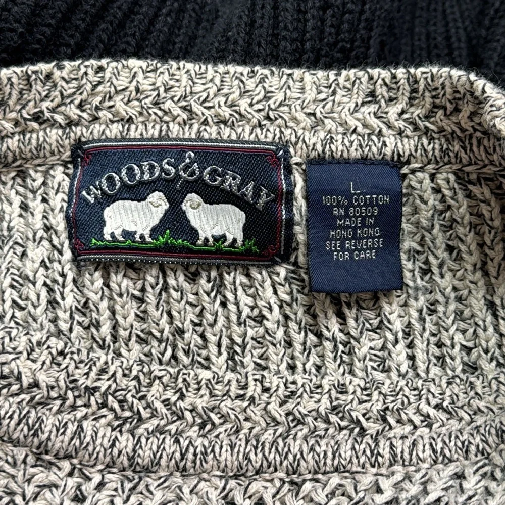 Vintage Woods & Gray Red Gray Striped Cotton Sweater Size Large